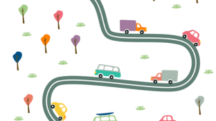 Illustration of cars on road
