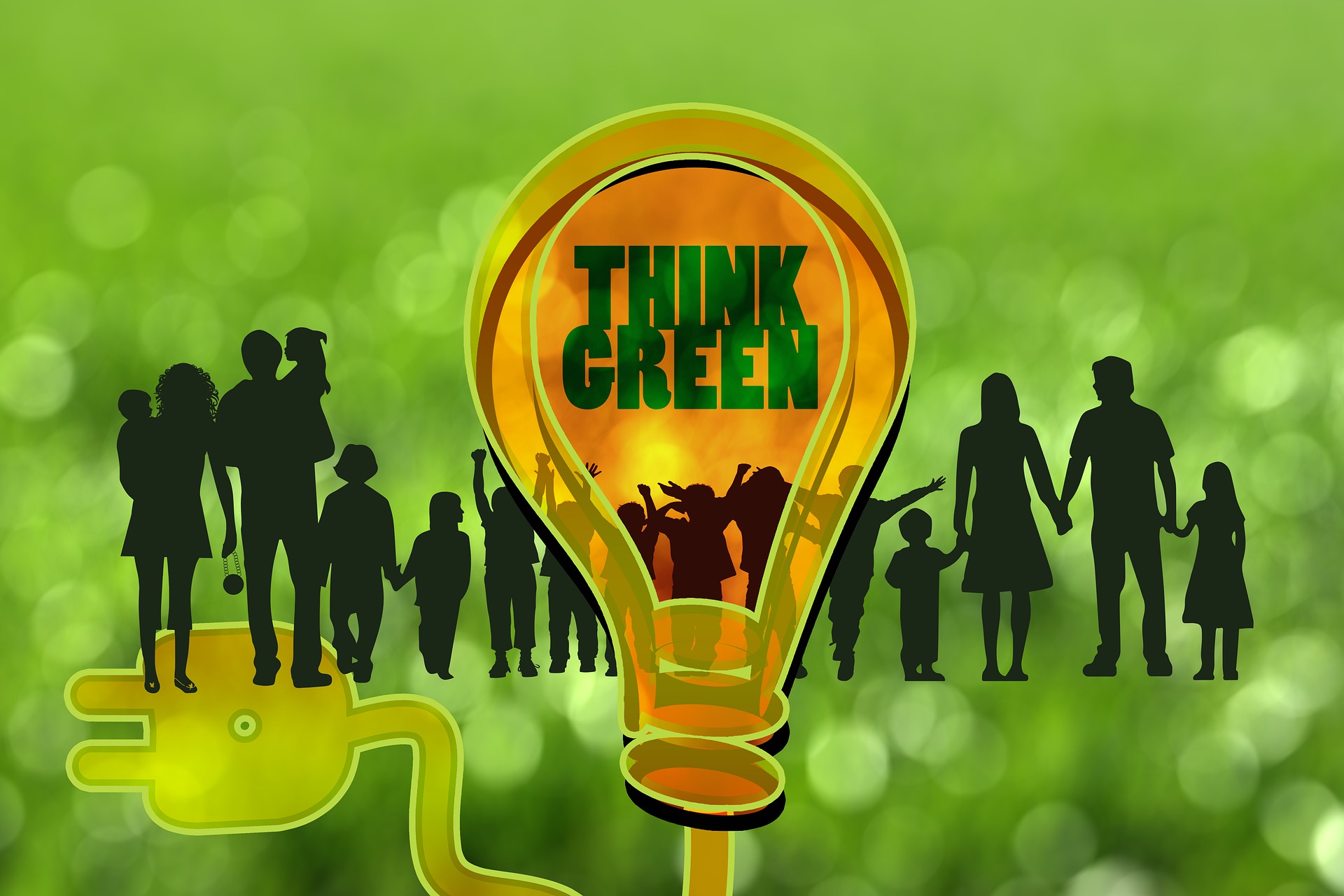 think green, people and lightbulb