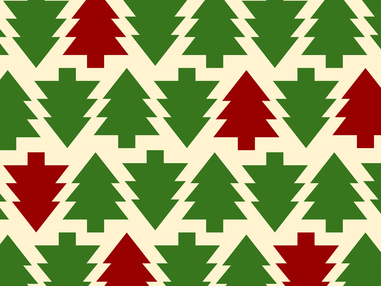Green and red Christmas trees